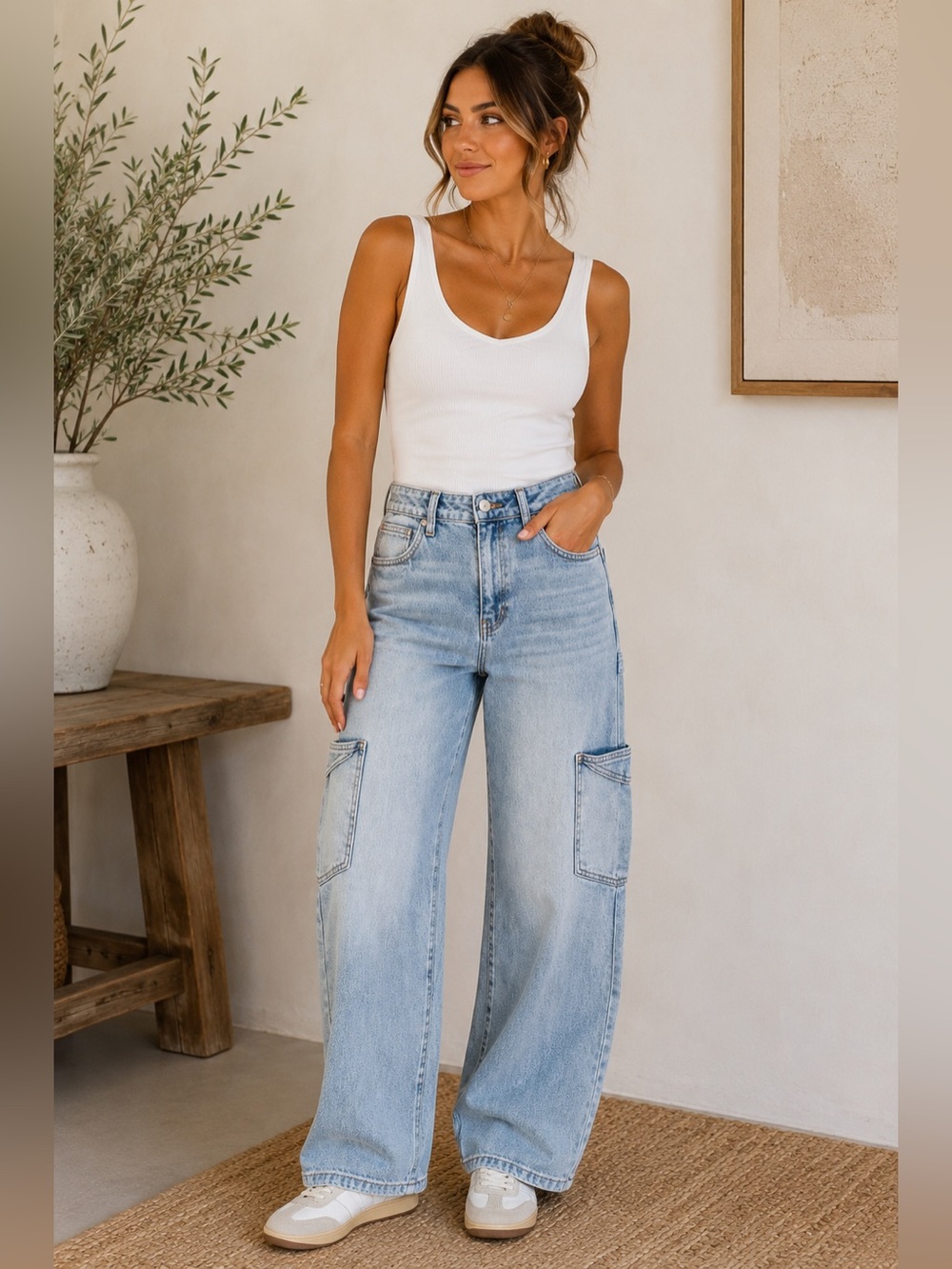 JBD by Just Black Denim Courtney Cargo Wide Leg Jeans | Size 26